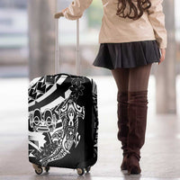 Black White Marquesas Islands Luggage Cover Marquesan Matatiki Hammerhead Shark Patutiki - Polynesian Pride
