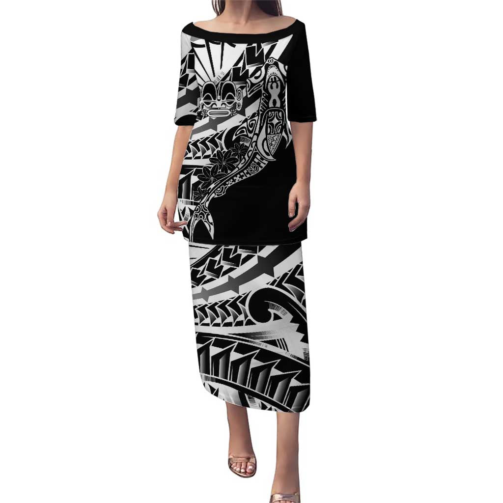 Black White Marquesas Islands Puletasi Marquesan Matatiki Hammerhead Shark Patutiki - Polynesian Pride