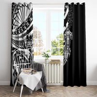 Black White Marquesas Islands Window Curtain Marquesan Matatiki Hammerhead Shark Patutiki LT14 - Polynesian Pride