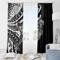 Black White Marquesas Islands Window Curtain Marquesan Matatiki Hammerhead Shark Patutiki LT14 - Polynesian Pride