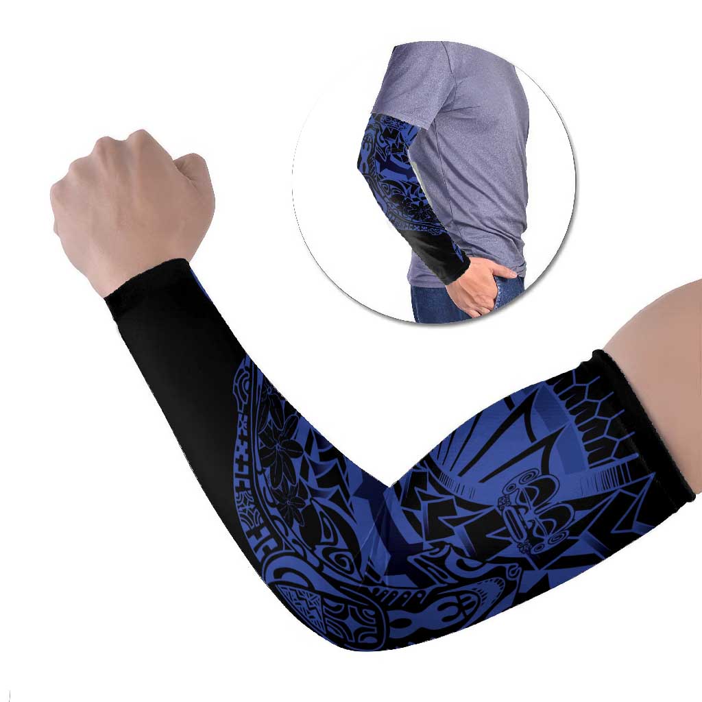 Blue Marquesas Islands Arm Sleeves Marquesan Matatiki Hammerhead Shark Patutiki - Polynesian Pride