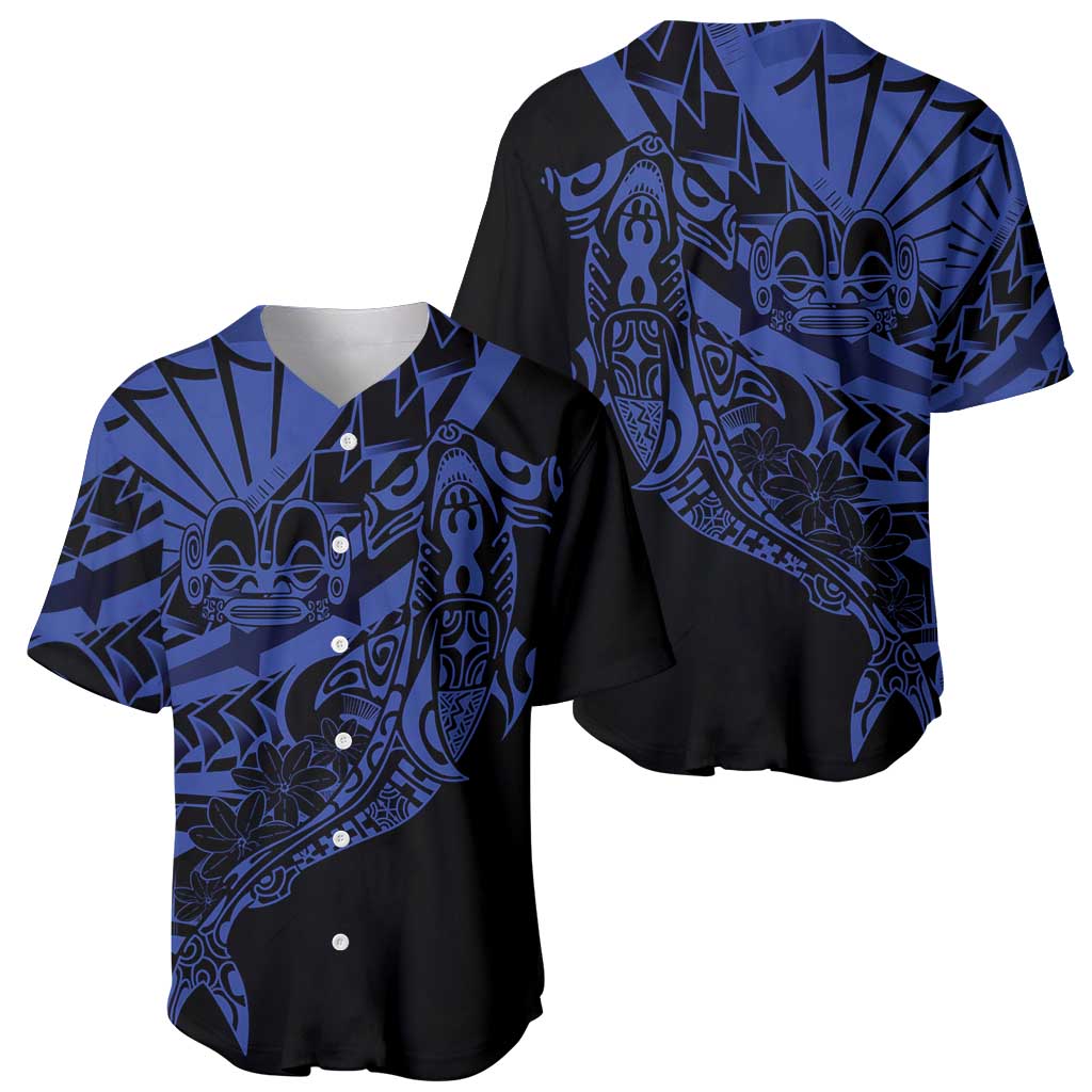 Blue Marquesas Islands Baseball Jersey Marquesan Matatiki Hammerhead Shark Patutiki - Polynesian Pride