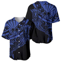 Blue Marquesas Islands Baseball Jersey Marquesan Matatiki Hammerhead Shark Patutiki - Polynesian Pride