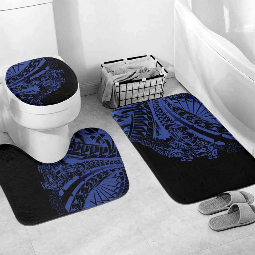 Blue Marquesas Islands Bathroom Set Marquesan Matatiki Hammerhead Shark Patutiki LT14 Mat Set Only (3 pcs) One Size Blue - Polynesian Pride