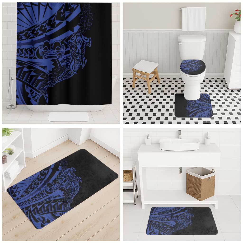 Blue Marquesas Islands Bathroom Set Marquesan Matatiki Hammerhead Shark Patutiki LT14 - Polynesian Pride