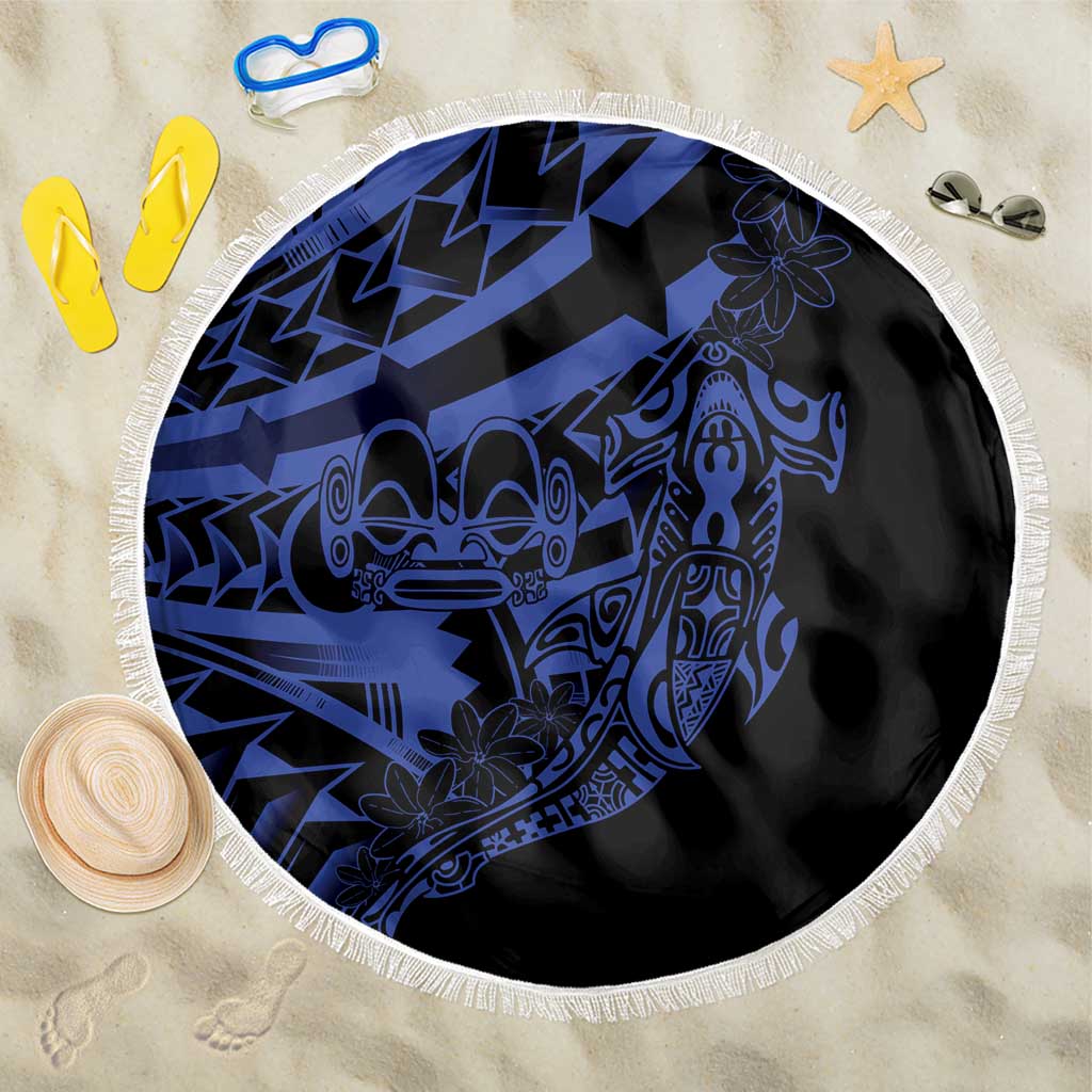 Blue Marquesas Islands Beach Blanket Marquesan Matatiki Hammerhead Shark Patutiki LT14 One Size 150cm Blue - Polynesian Pride