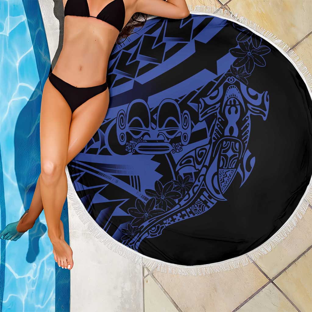 Blue Marquesas Islands Beach Blanket Marquesan Matatiki Hammerhead Shark Patutiki LT14 - Polynesian Pride