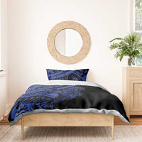 Blue Marquesas Islands Bedding Set Marquesan Matatiki Hammerhead Shark Patutiki - Polynesian Pride