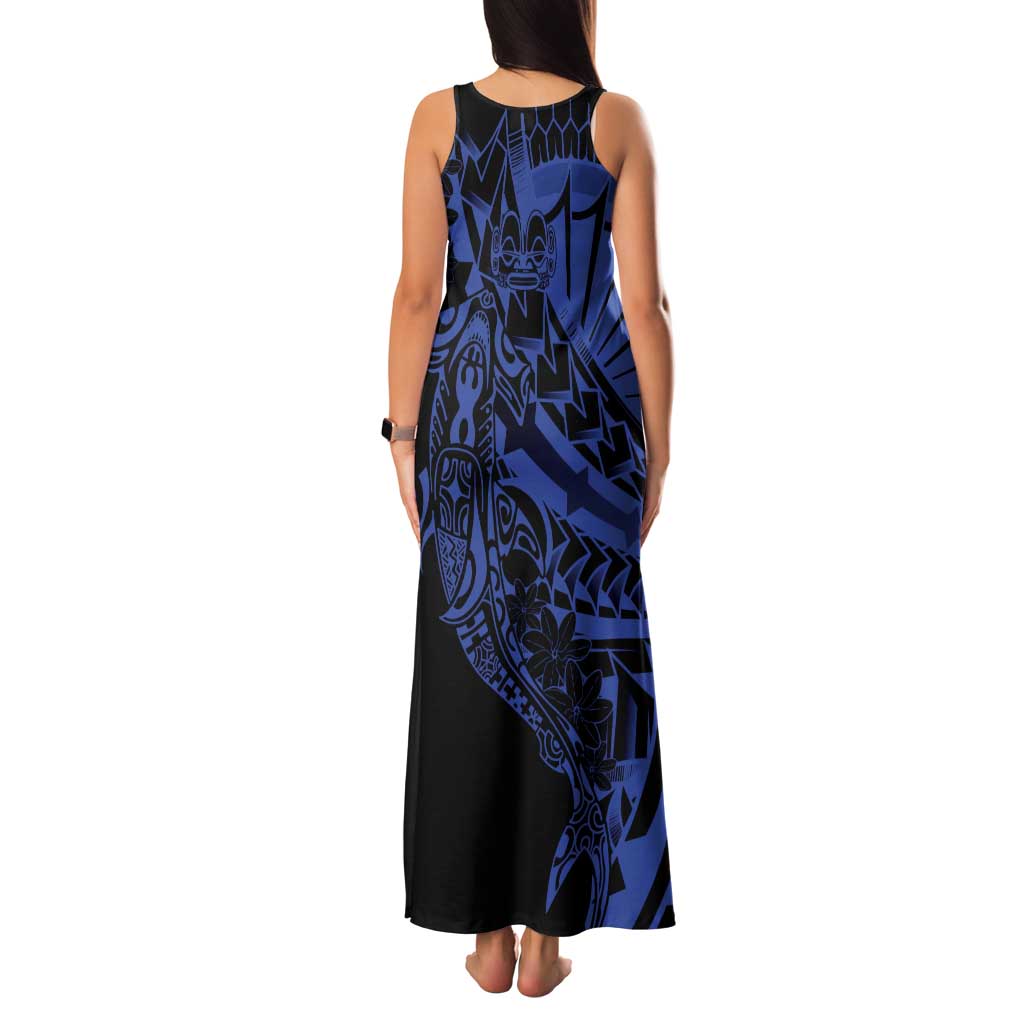 Blue Marquesas Islands Family Matching Tank Maxi Dress and Hawaiian Shirt Marquesan Matatiki Hammerhead Shark Patutiki LT14 - Polynesian Pride