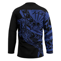 Blue Marquesas Islands Hockey Jersey Marquesan Matatiki Hammerhead Shark Patutiki - Polynesian Pride
