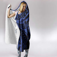 Blue Marquesas Islands Hooded Blanket Marquesan Matatiki Hammerhead Shark Patutiki - Polynesian Pride