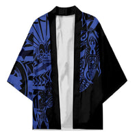 Blue Marquesas Islands Kimono Marquesan Matatiki Hammerhead Shark Patutiki LT14 Unisex Blue - Polynesian Pride