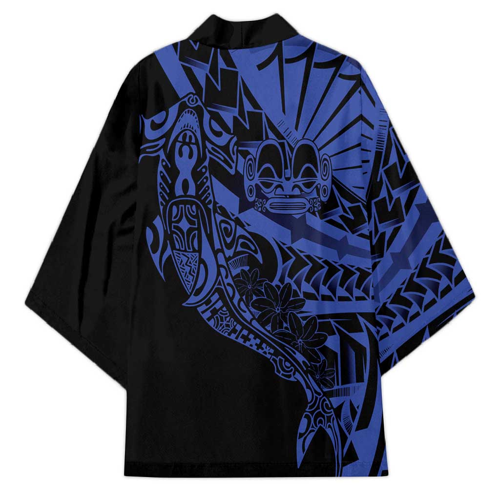 Blue Marquesas Islands Kimono Marquesan Matatiki Hammerhead Shark Patutiki LT14 - Polynesian Pride