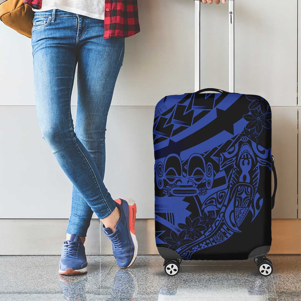 Blue Marquesas Islands Luggage Cover Marquesan Matatiki Hammerhead Shark Patutiki - Polynesian Pride
