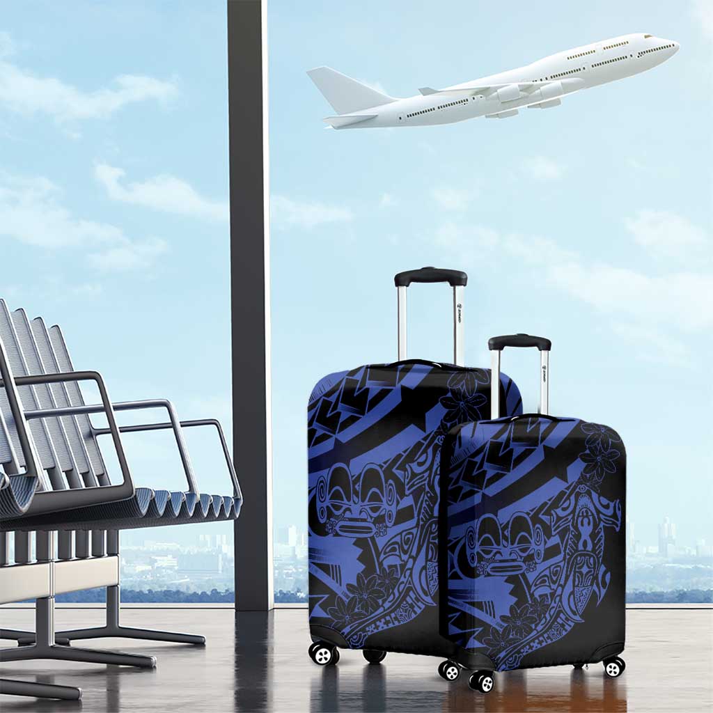 Blue Marquesas Islands Luggage Cover Marquesan Matatiki Hammerhead Shark Patutiki - Polynesian Pride