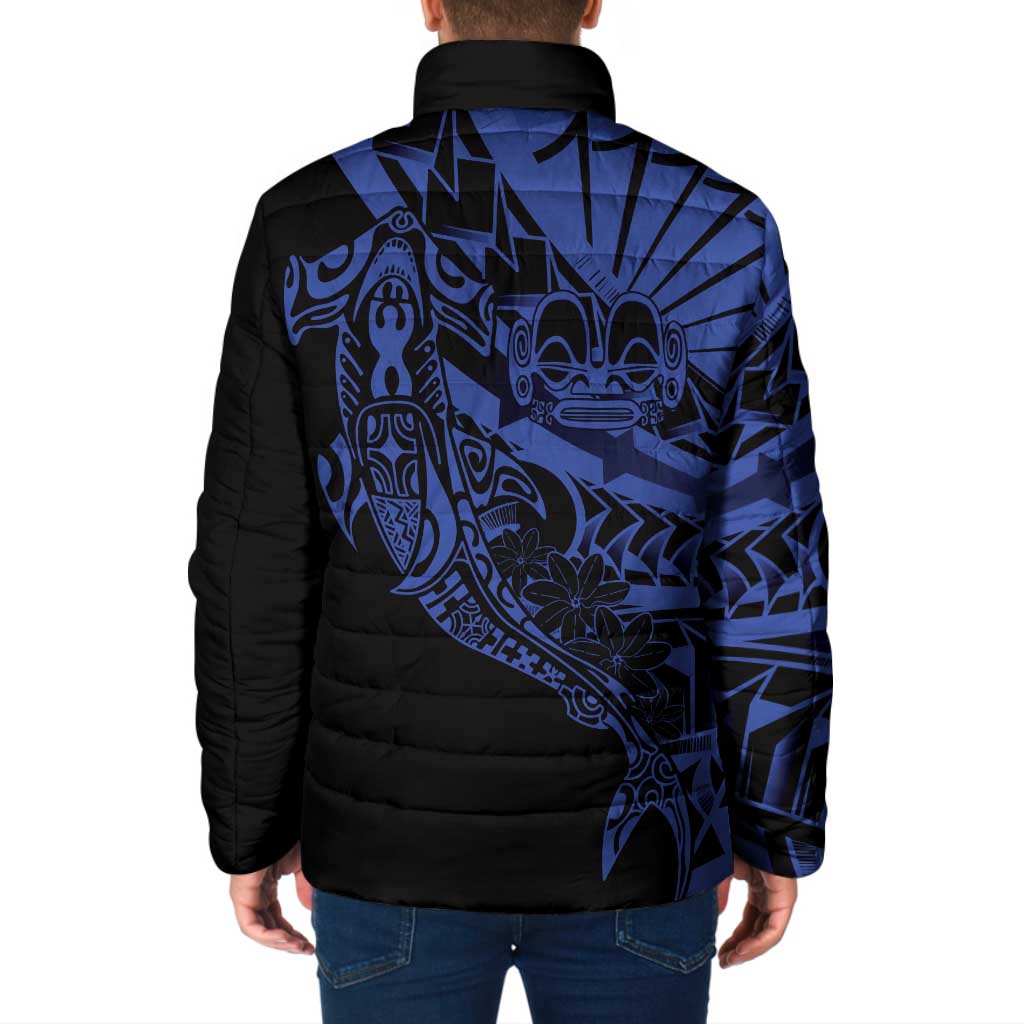 Blue Marquesas Islands Padded Jacket Marquesan Matatiki Hammerhead Shark Patutiki LT14 - Polynesian Pride
