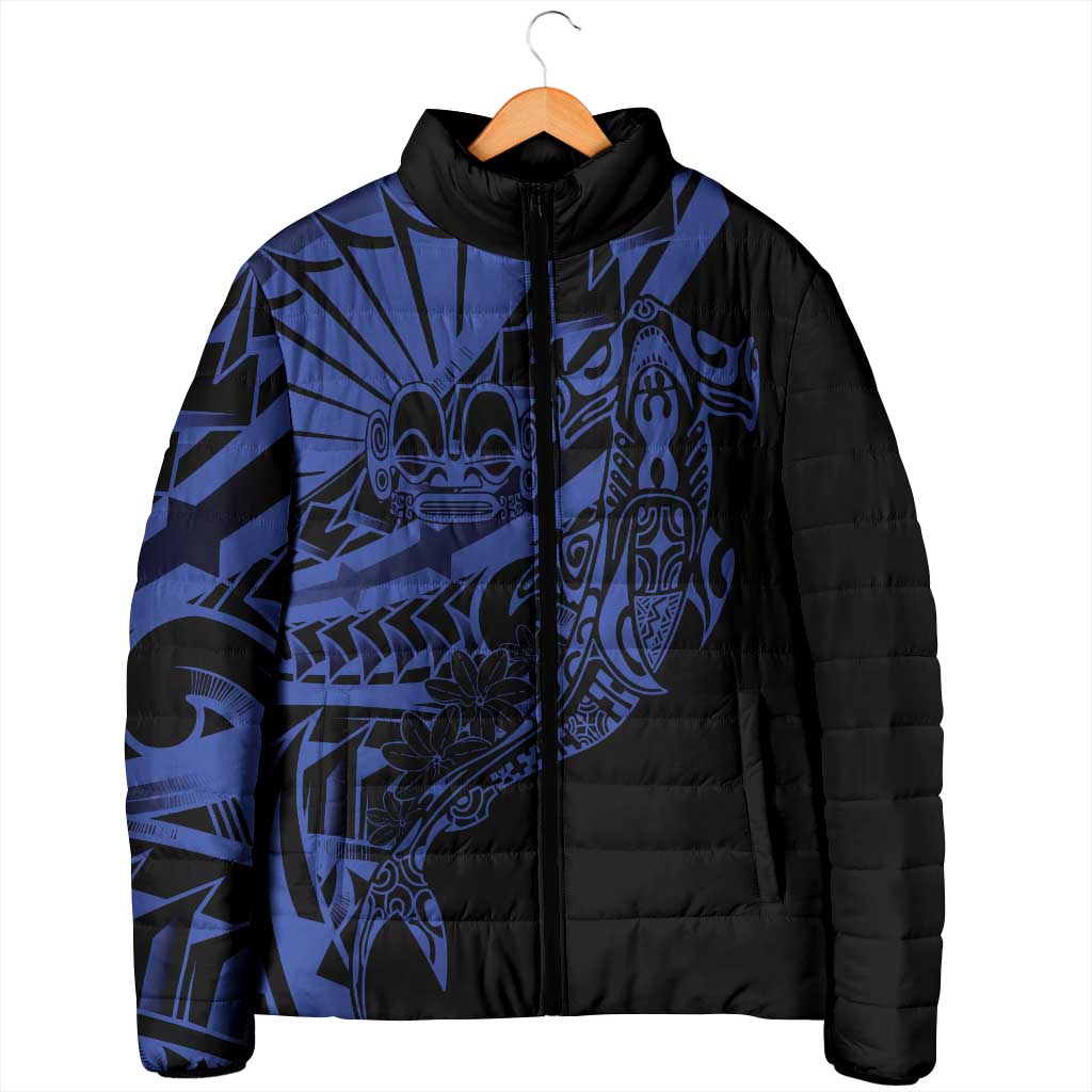 Blue Marquesas Islands Padded Jacket Marquesan Matatiki Hammerhead Shark Patutiki LT14 - Polynesian Pride