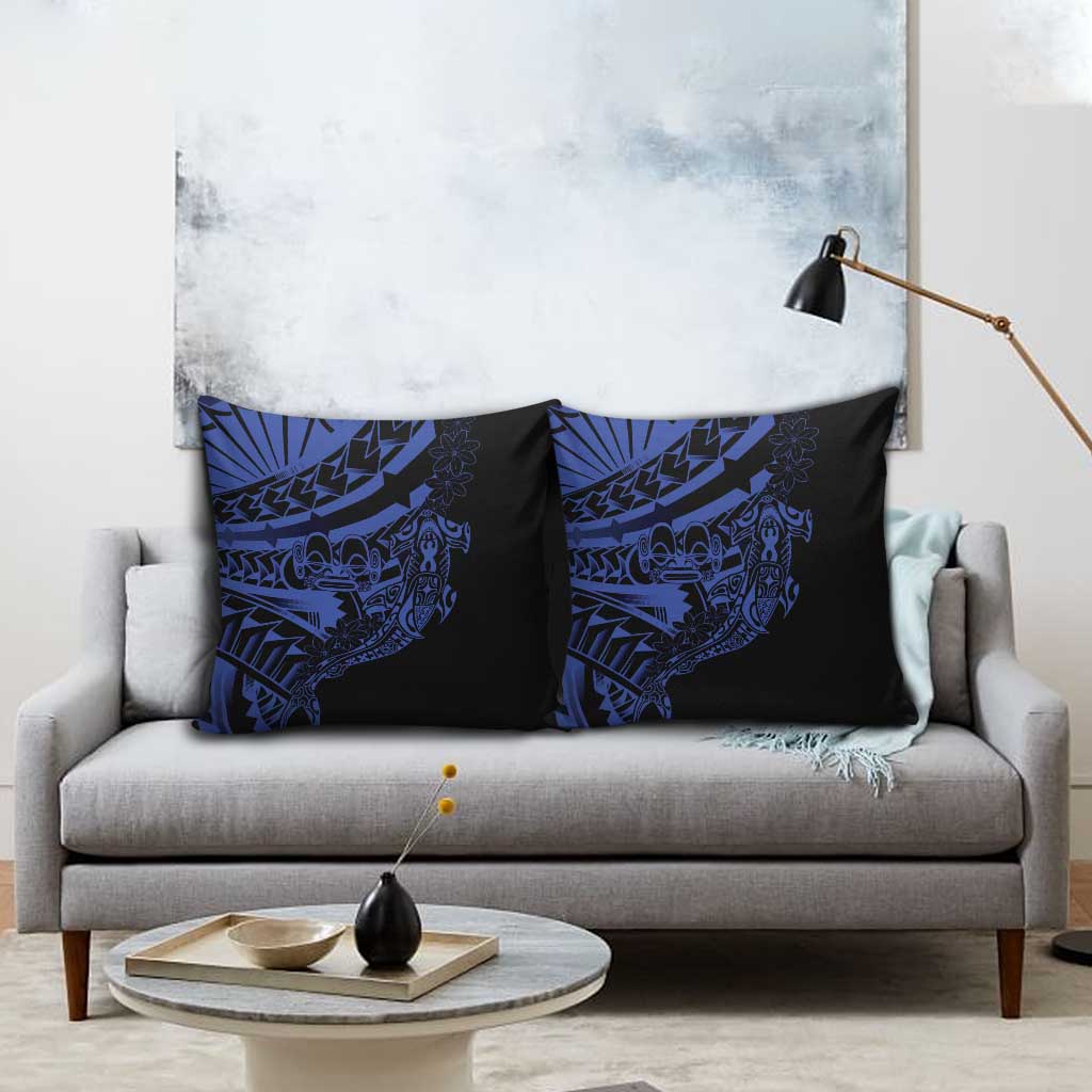 Blue Marquesas Islands Pillow Cover Marquesan Matatiki Hammerhead Shark Patutiki LT14 - Polynesian Pride