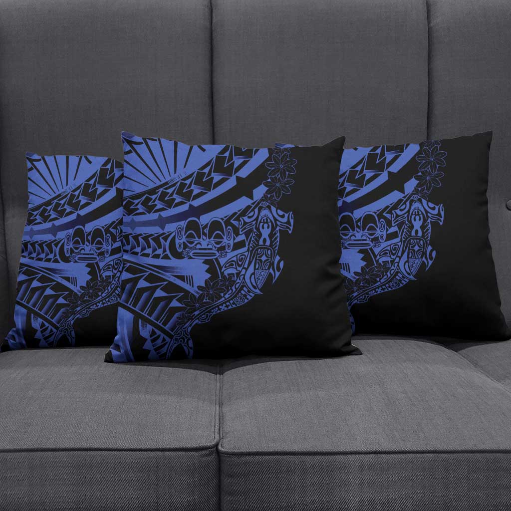 Blue Marquesas Islands Pillow Cover Marquesan Matatiki Hammerhead Shark Patutiki LT14 - Polynesian Pride