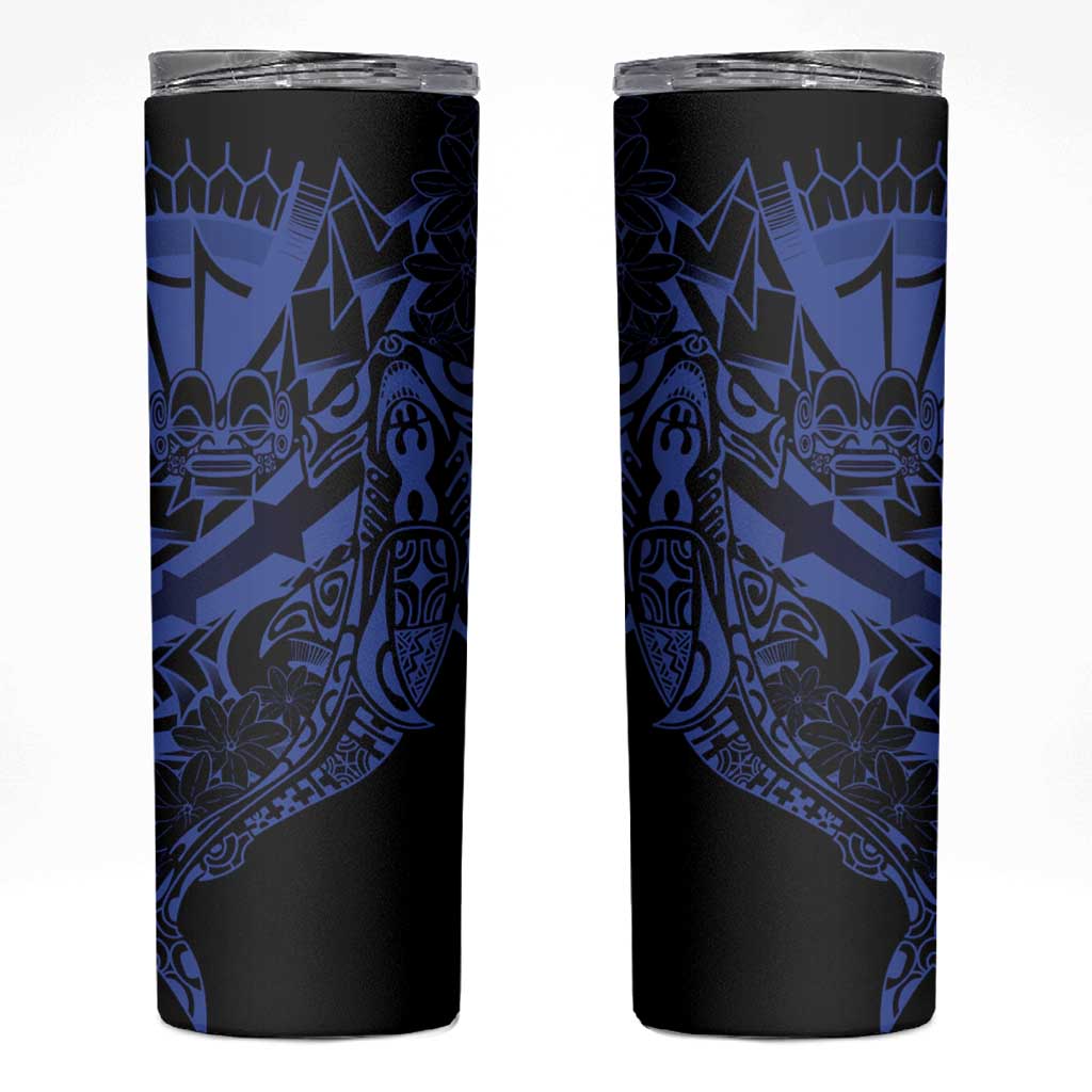 Blue Marquesas Islands Skinny Tumbler Marquesan Matatiki Hammerhead Shark Patutiki LT14 Blue - Polynesian Pride