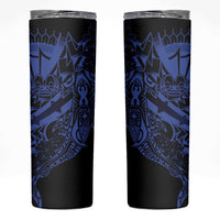 Blue Marquesas Islands Skinny Tumbler Marquesan Matatiki Hammerhead Shark Patutiki LT14 Blue - Polynesian Pride