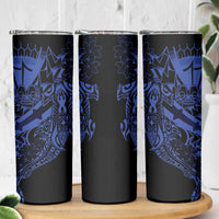 Blue Marquesas Islands Skinny Tumbler Marquesan Matatiki Hammerhead Shark Patutiki LT14 - Polynesian Pride