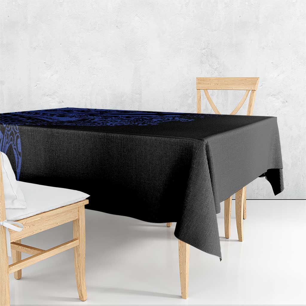 Blue Marquesas Islands Tablecloth Marquesan Matatiki Hammerhead Shark Patutiki - Polynesian Pride