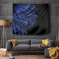 Blue Marquesas Islands Tapestry Marquesan Matatiki Hammerhead Shark Patutiki LT14 Blue - Polynesian Pride