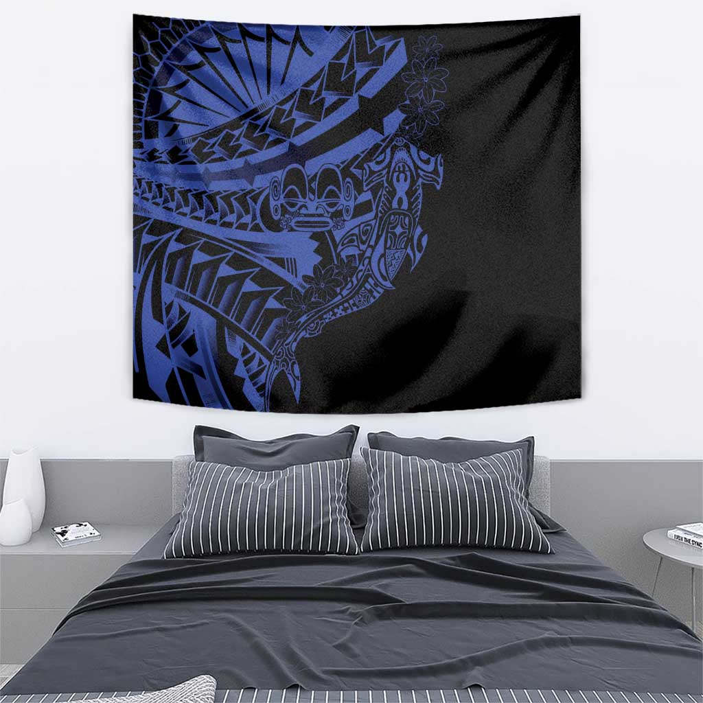 Blue Marquesas Islands Tapestry Marquesan Matatiki Hammerhead Shark Patutiki LT14 - Polynesian Pride