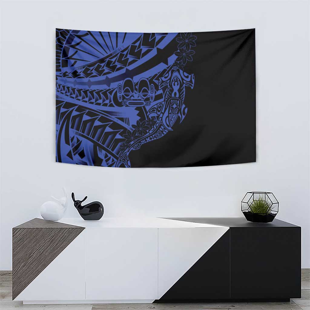 Blue Marquesas Islands Tapestry Marquesan Matatiki Hammerhead Shark Patutiki LT14 - Polynesian Pride