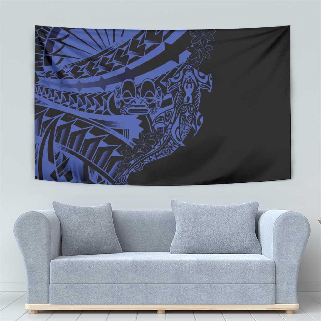 Blue Marquesas Islands Tapestry Marquesan Matatiki Hammerhead Shark Patutiki LT14 - Polynesian Pride