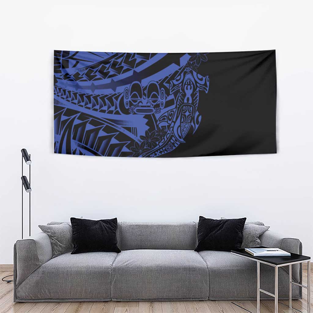 Blue Marquesas Islands Tapestry Marquesan Matatiki Hammerhead Shark Patutiki LT14 - Polynesian Pride