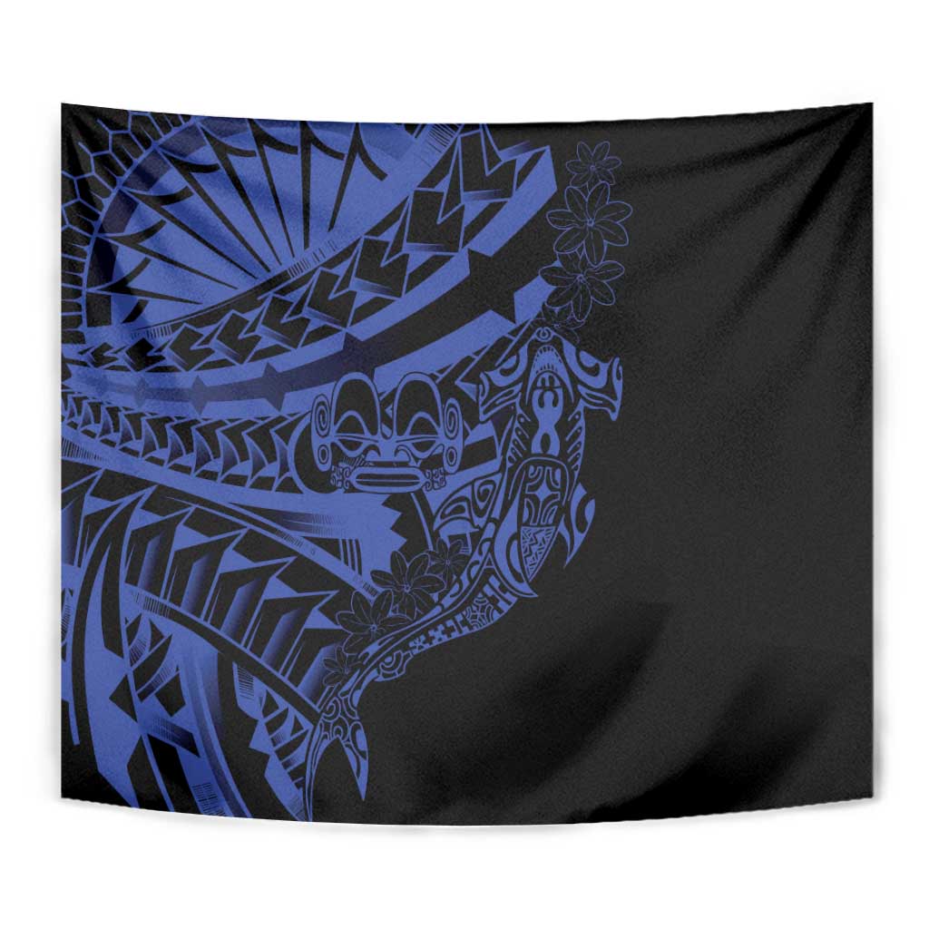Blue Marquesas Islands Tapestry Marquesan Matatiki Hammerhead Shark Patutiki LT14 - Polynesian Pride