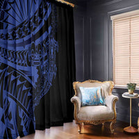 Blue Marquesas Islands Window Curtain Marquesan Matatiki Hammerhead Shark Patutiki LT14 - Polynesian Pride