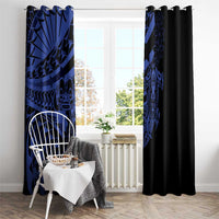 Blue Marquesas Islands Window Curtain Marquesan Matatiki Hammerhead Shark Patutiki LT14 - Polynesian Pride
