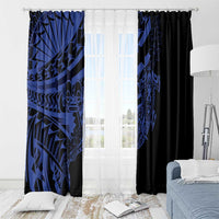 Blue Marquesas Islands Window Curtain Marquesan Matatiki Hammerhead Shark Patutiki LT14 - Polynesian Pride