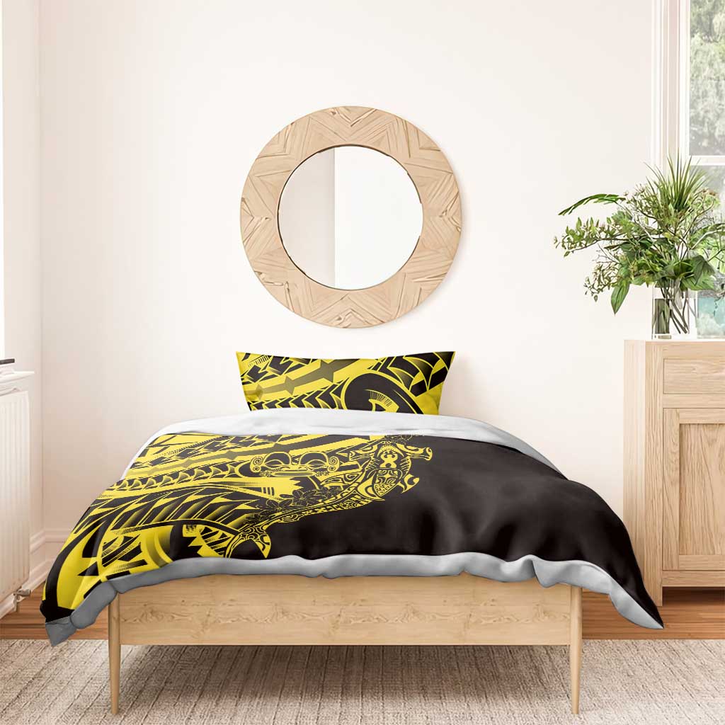 Yellow Marquesas Islands Bedding Set Marquesan Matatiki Hammerhead Shark Patutiki LT14 - Polynesian Pride