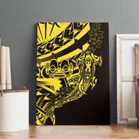 Yellow Marquesas Islands Canvas Wall Art Marquesan Matatiki Hammerhead Shark Patutiki - Polynesian Pride