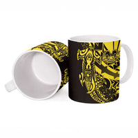 Yellow Marquesas Islands Ceramic Mug Marquesan Matatiki Hammerhead Shark Patutiki LT14 - Polynesian Pride