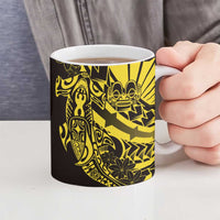 Yellow Marquesas Islands Ceramic Mug Marquesan Matatiki Hammerhead Shark Patutiki LT14 - Polynesian Pride