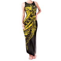 Yellow Marquesas Islands Family Matching Tank Maxi Dress and Hawaiian Shirt Marquesan Matatiki Hammerhead Shark Patutiki LT14 Mom's Dress Yellow - Polynesian Pride