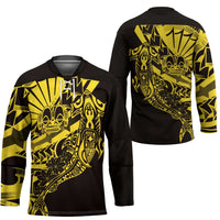 Yellow Marquesas Islands Hockey Jersey Marquesan Matatiki Hammerhead Shark Patutiki - Polynesian Pride