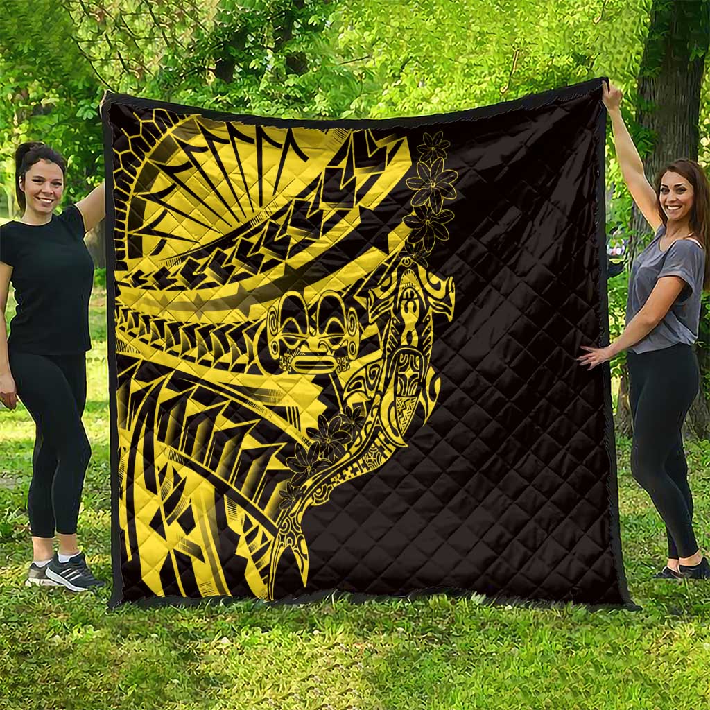 Yellow Marquesas Islands Quilt Marquesan Matatiki Hammerhead Shark Patutiki LT14 - Polynesian Pride