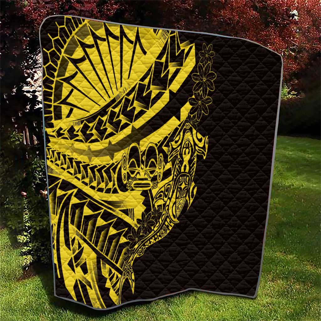 Yellow Marquesas Islands Quilt Marquesan Matatiki Hammerhead Shark Patutiki LT14 - Polynesian Pride