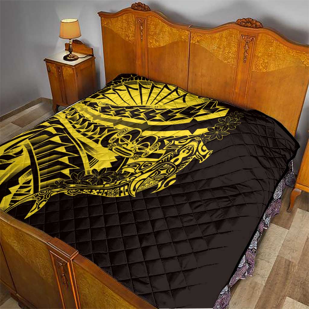 Yellow Marquesas Islands Quilt Marquesan Matatiki Hammerhead Shark Patutiki LT14 - Polynesian Pride