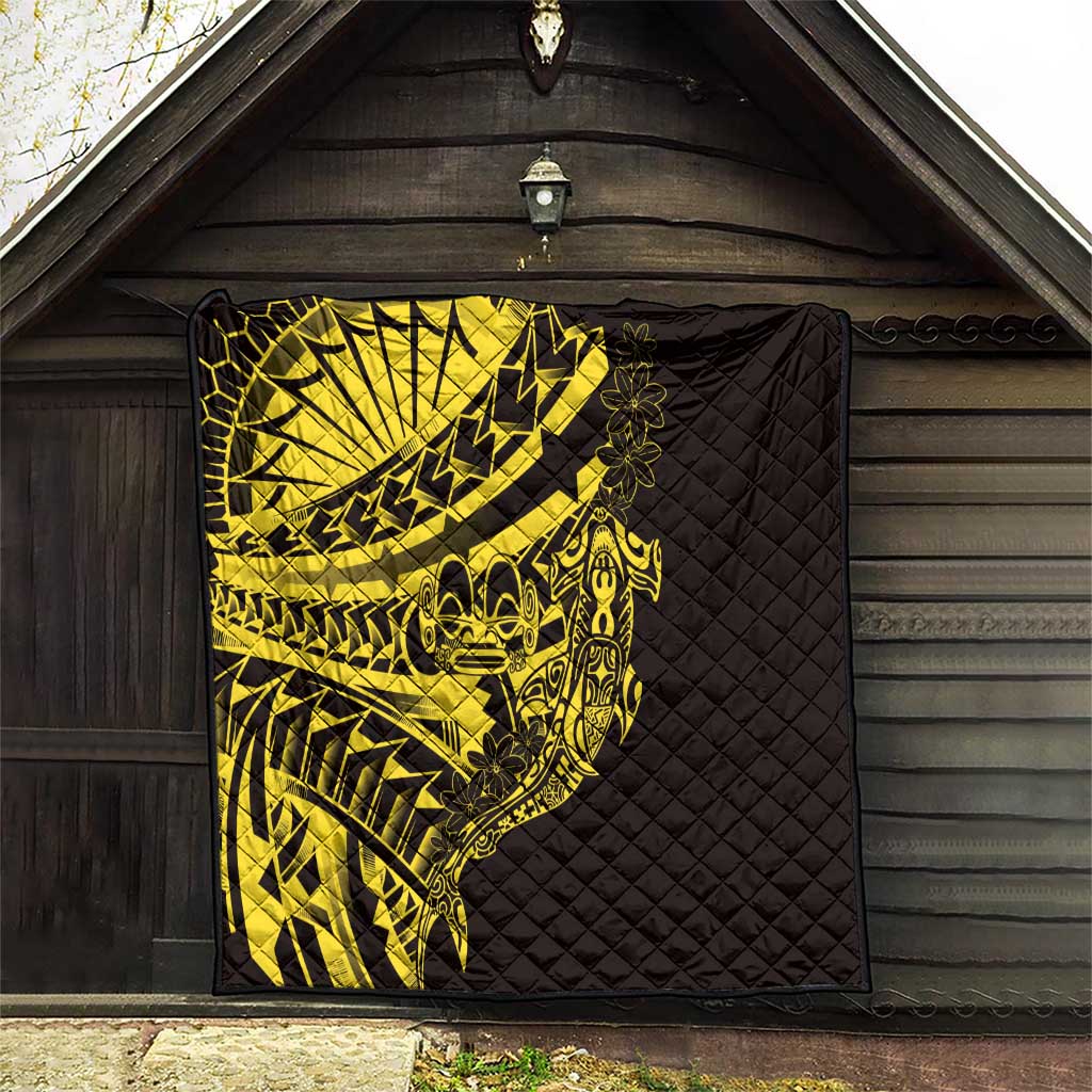 Yellow Marquesas Islands Quilt Marquesan Matatiki Hammerhead Shark Patutiki LT14 - Polynesian Pride