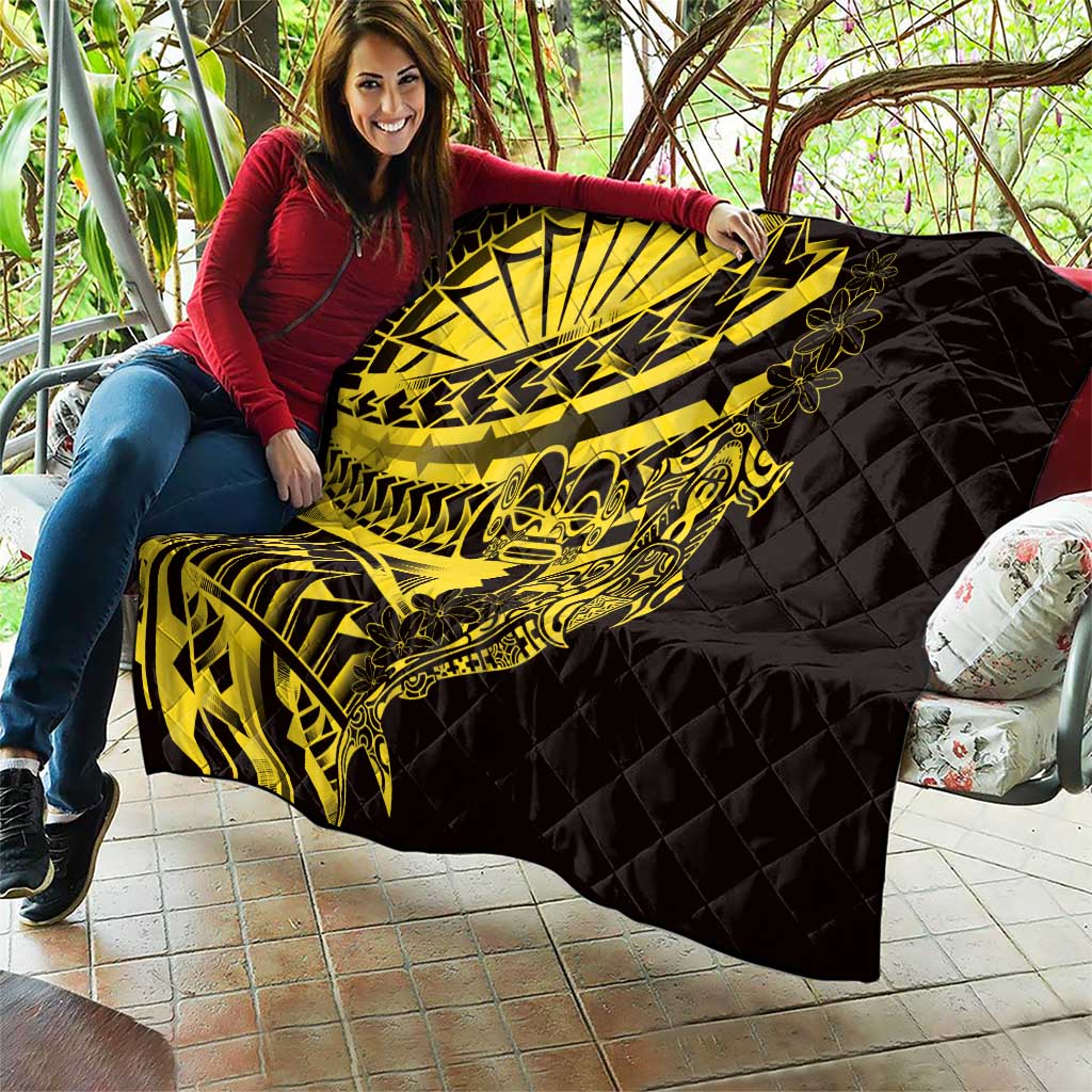 Yellow Marquesas Islands Quilt Marquesan Matatiki Hammerhead Shark Patutiki LT14 - Polynesian Pride