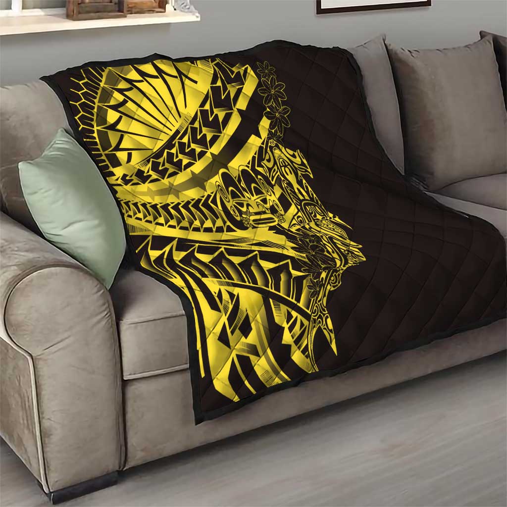 Yellow Marquesas Islands Quilt Marquesan Matatiki Hammerhead Shark Patutiki LT14 - Polynesian Pride