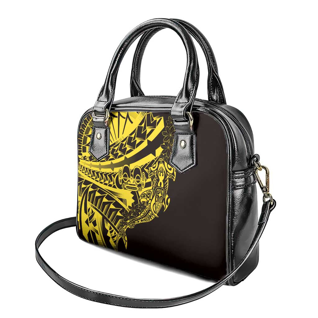 Yellow Marquesas Islands Shoulder Handbag Marquesan Matatiki Hammerhead Shark Patutiki - Polynesian Pride