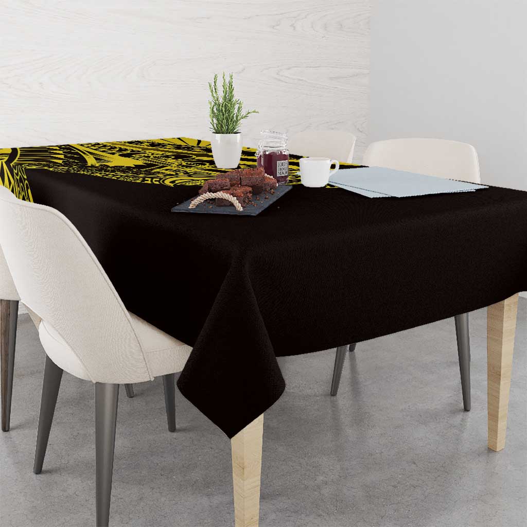 Yellow Marquesas Islands Tablecloth Marquesan Matatiki Hammerhead Shark Patutiki - Polynesian Pride